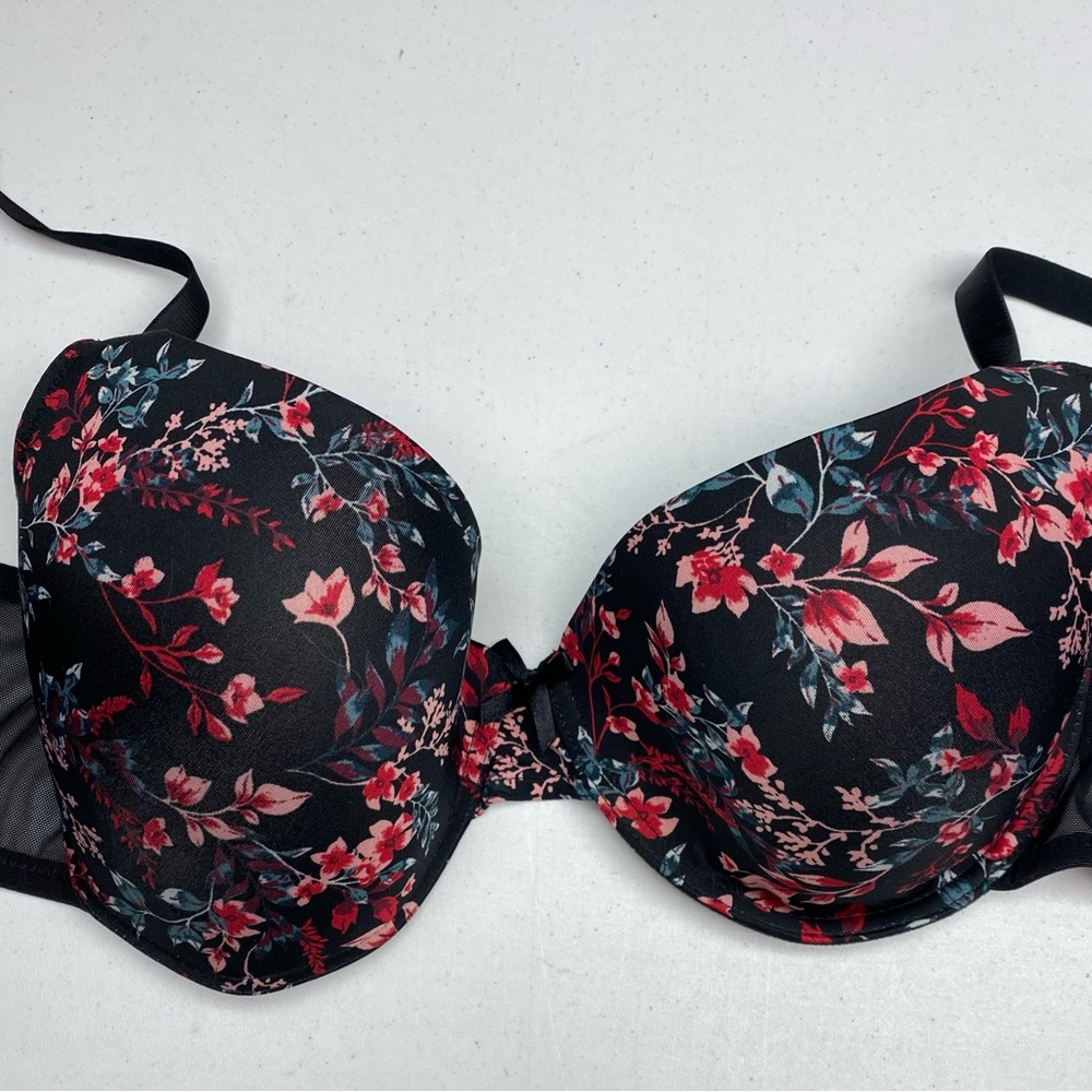Adrienne Vittadini BLK FLORAL Lightly Lined,40DD *P1046